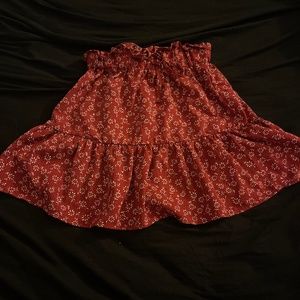 Red floral mini skirt